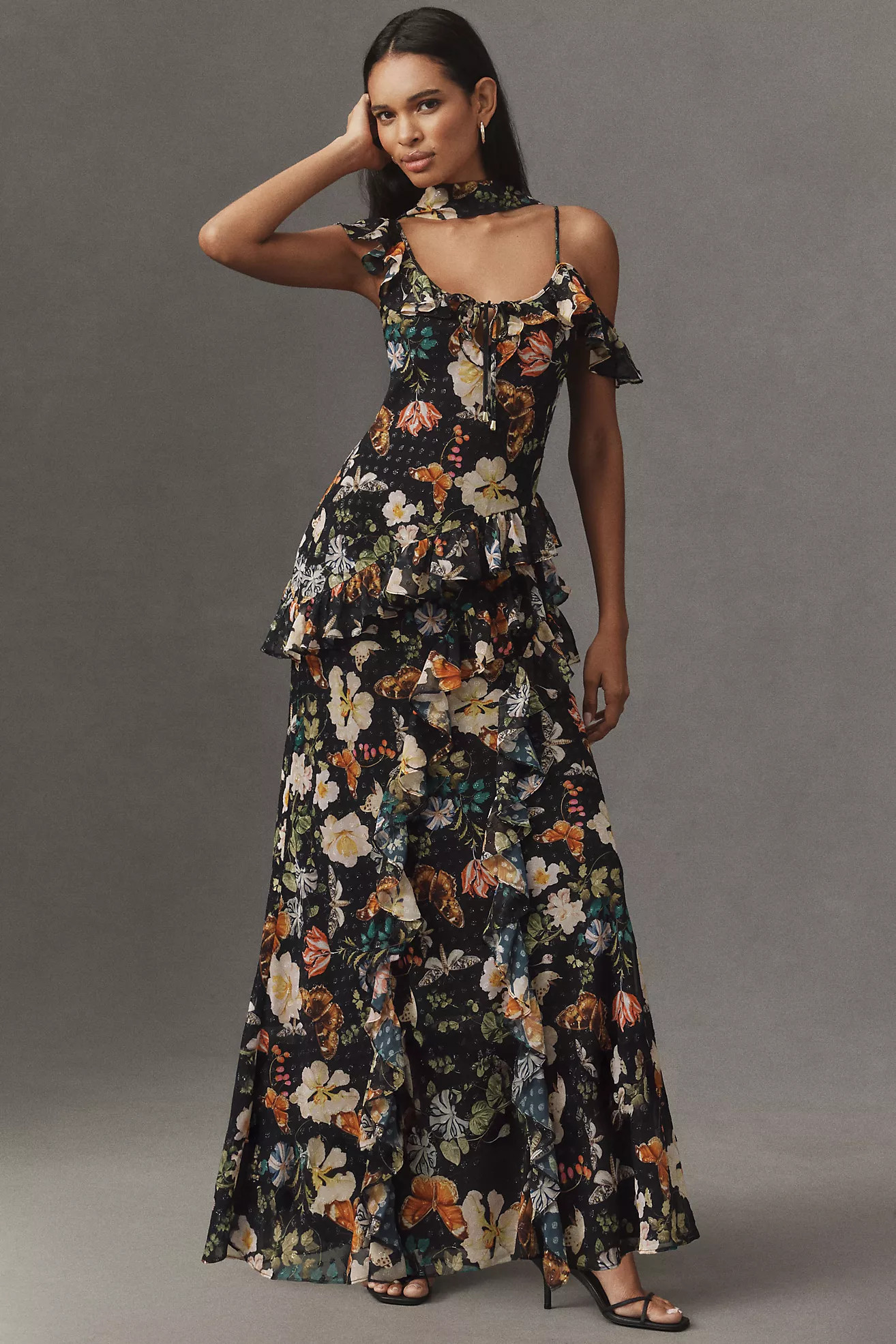BHLDN Ruffled Off-Shoulder Scoop-Neck Maxi Dress | Anthropologie (US)