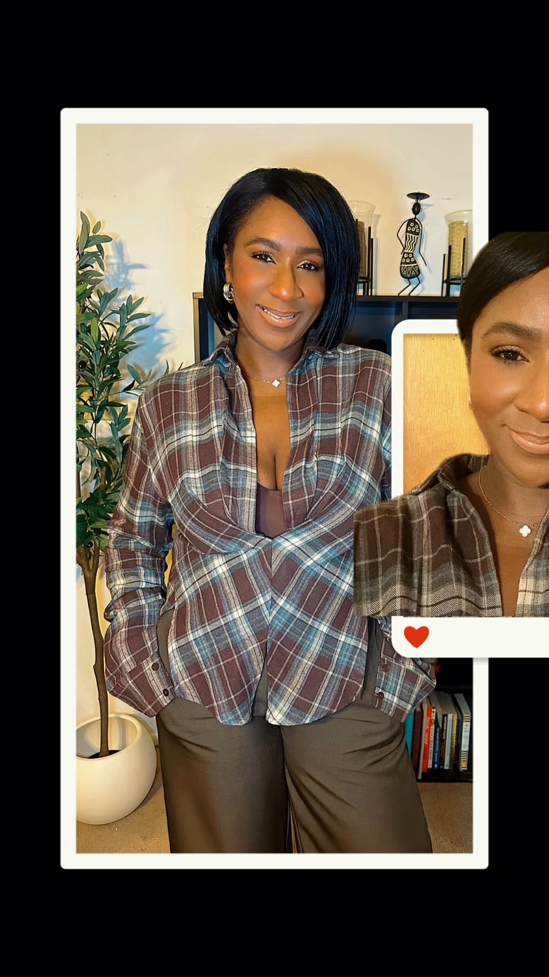 Brown is STILL that GIRL! Throw in some plaid and this ‘fit gives all of the Fall vibes. This coat is reminds me of Kerry Washington in  SCANDAL🤣🤣🤣 #BrownVibes  #PlaidTop #AffordableFashionFinds   #FallFashionTrends2025 #FallOOTDInspo

#LTKMidsize #LTKootd #LTKOver40