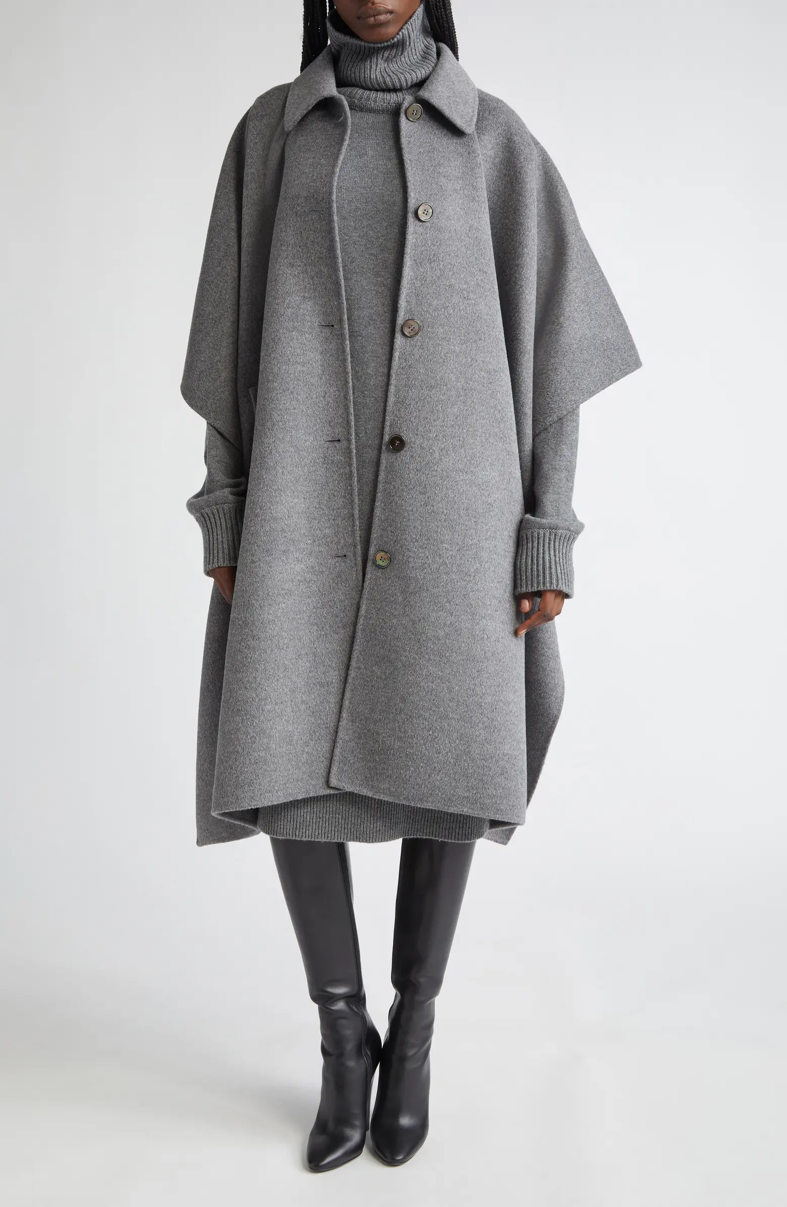 Michael Kors Collection Double Face Wool Melton Poncho Coat | Nordstrom | Nordstrom