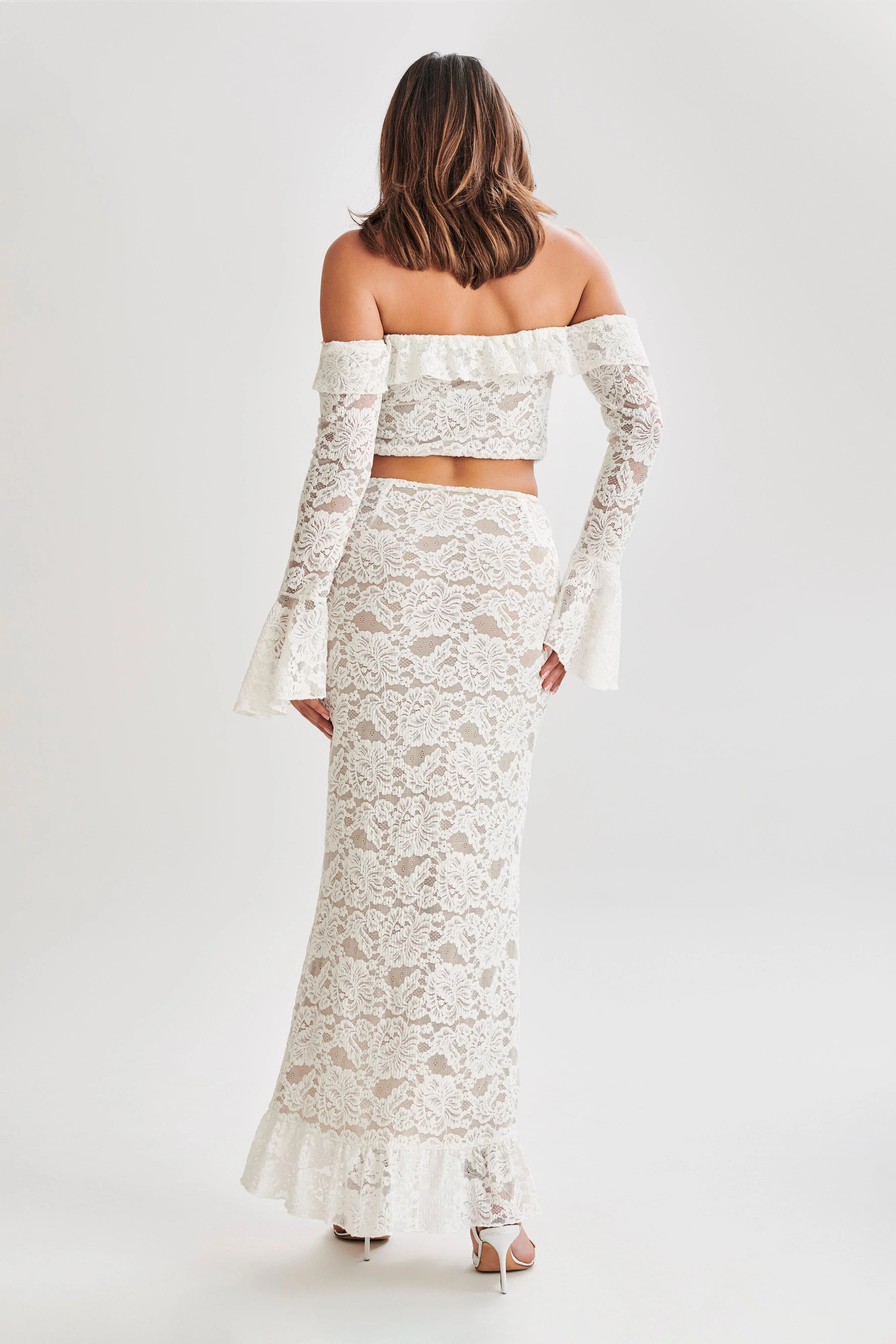 Artemis Lace Plisse Maxi Skirt - Ivory | MESHKI US