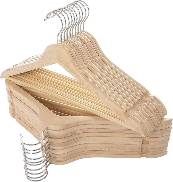 ELONG HOME Wooden Hangers 30 Pack, Slim Wood Suit Hangers with Extra Smooth Finish, Precisely Cut... | Amazon (US)