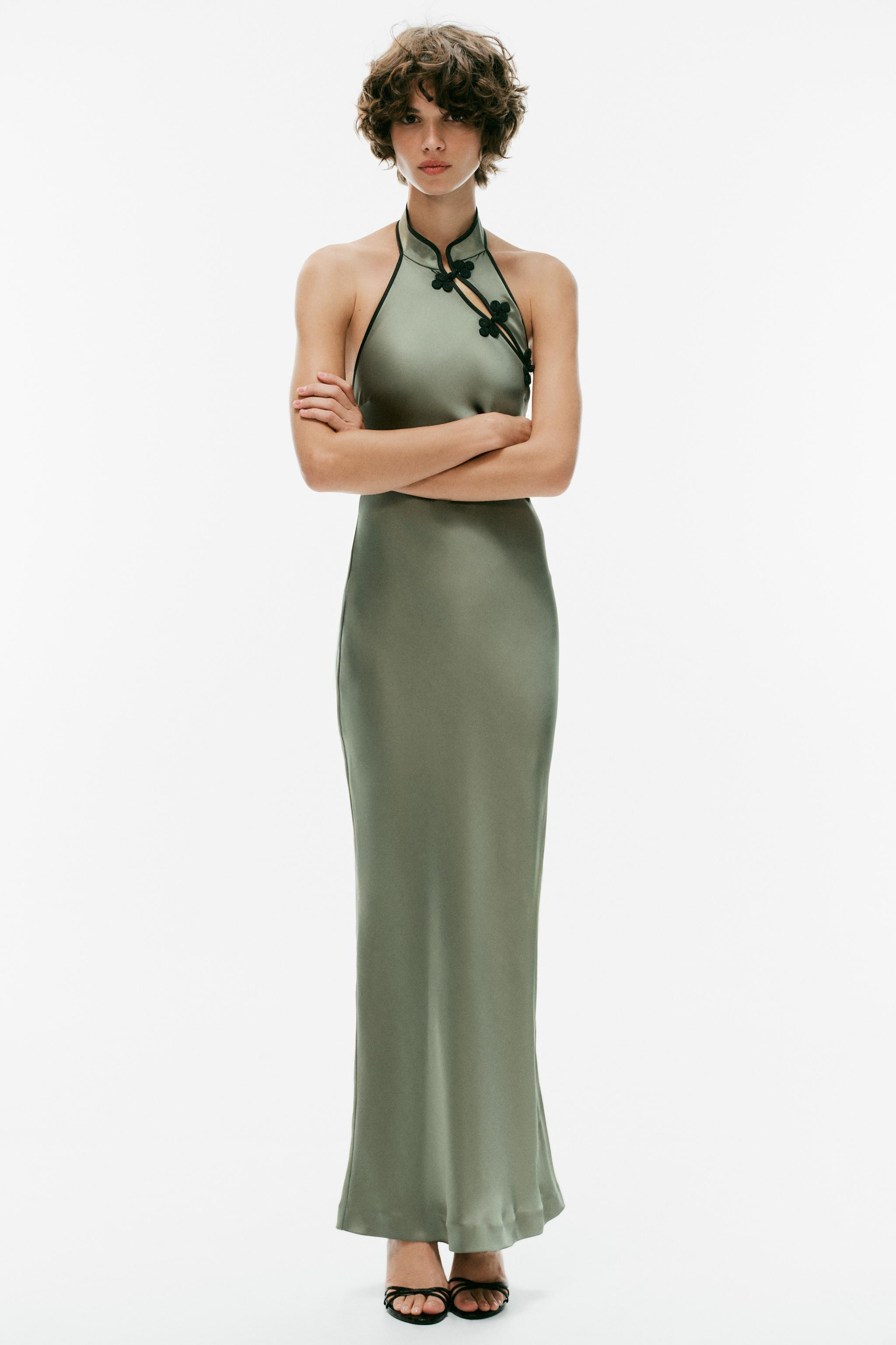 SATIN MIDI DRESS WITH FROG FASTENING | Zara UK