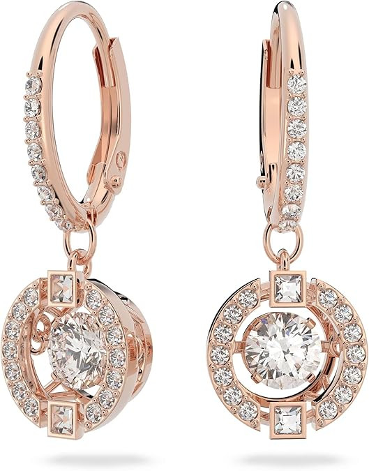 SWAROVSKI Una Pierced Drop Earrings with Dancing Crystal and Matching Pavé on a Rose-Gold Tone F... | Amazon (US)