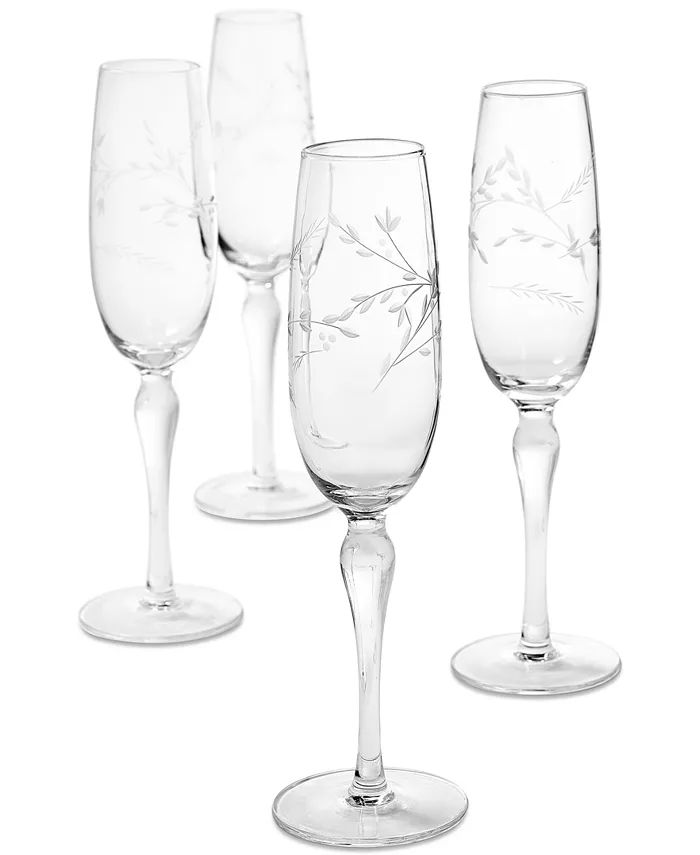 Etched Floral Champagne Flutes, Set of 4, Created for Macy's | Macy's
