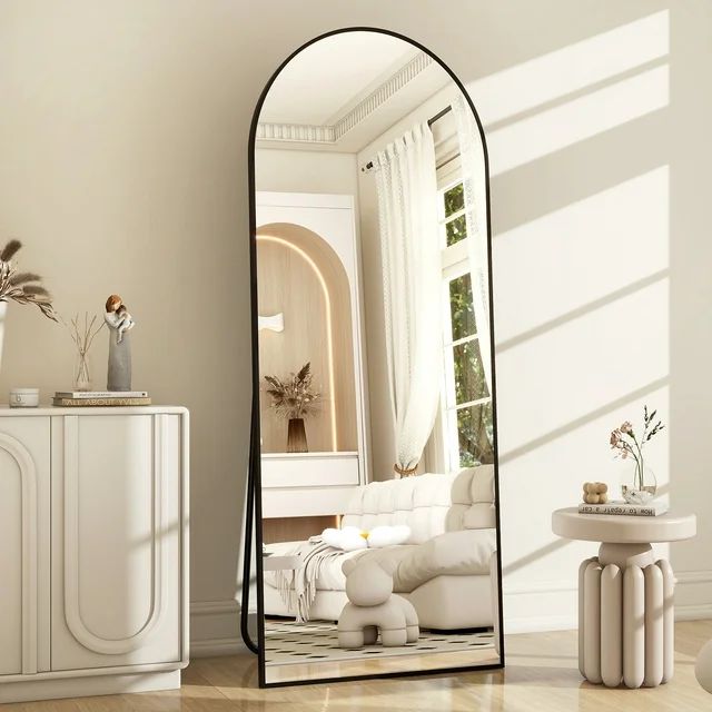 BEAUTYPEAK 64"x21" Full Length Mirror Arched Standing Floor Mirror Full Body Mirror, Black - Walm... | Walmart (US)