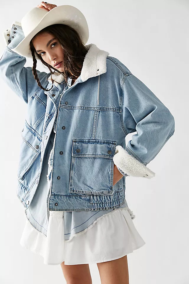 Ariel Cozy Denim Bomber Jacket | Free People (Global - UK&FR Excluded)