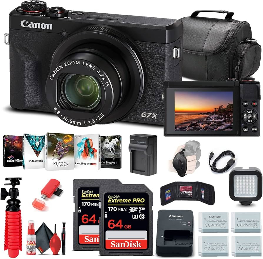Canon PowerShot G7 X Mark III Digital Camera (Black) (3637C001) + 2 x 64GB Memory Card + 3 x NB13... | Amazon (US)