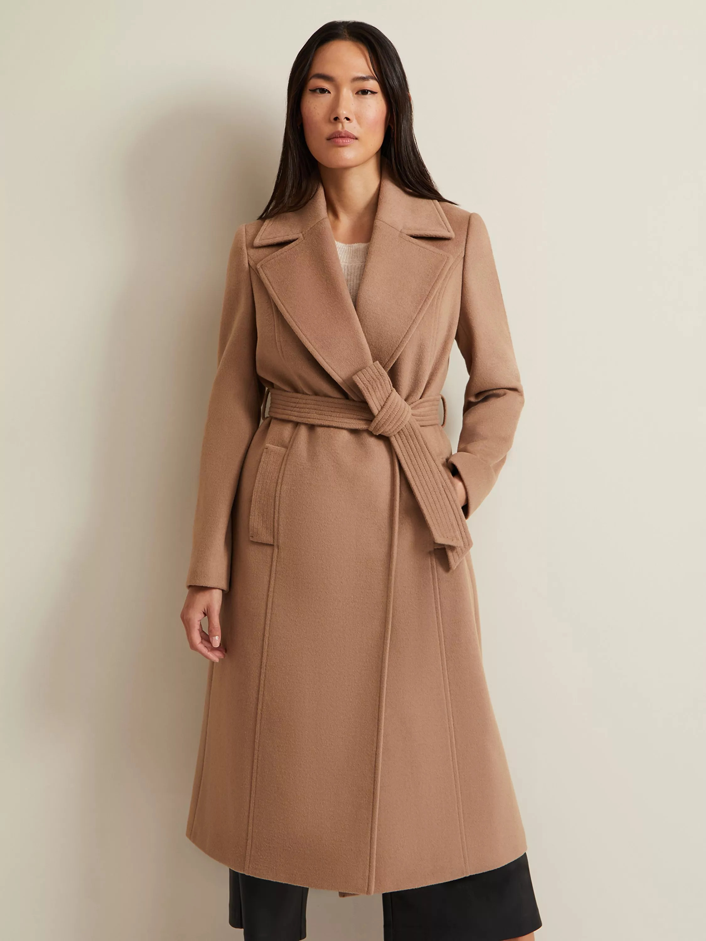 Phase Eight Livvy Wool Blend Trench Coat, Camel | John Lewis (UK)