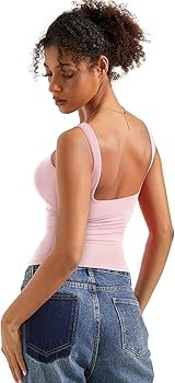 SUUKSESS Women Padded Open Back Boat Neck Tank Tops Double Lined Basic Shirts | Amazon (US)