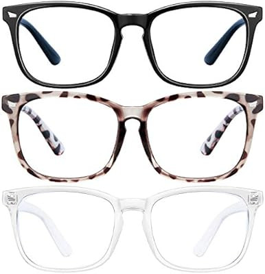 Blue Light Blocking Glasses - 3Pack Computer Game Glasses Square Eyeglasses Frame, Blue Light Blo... | Amazon (US)