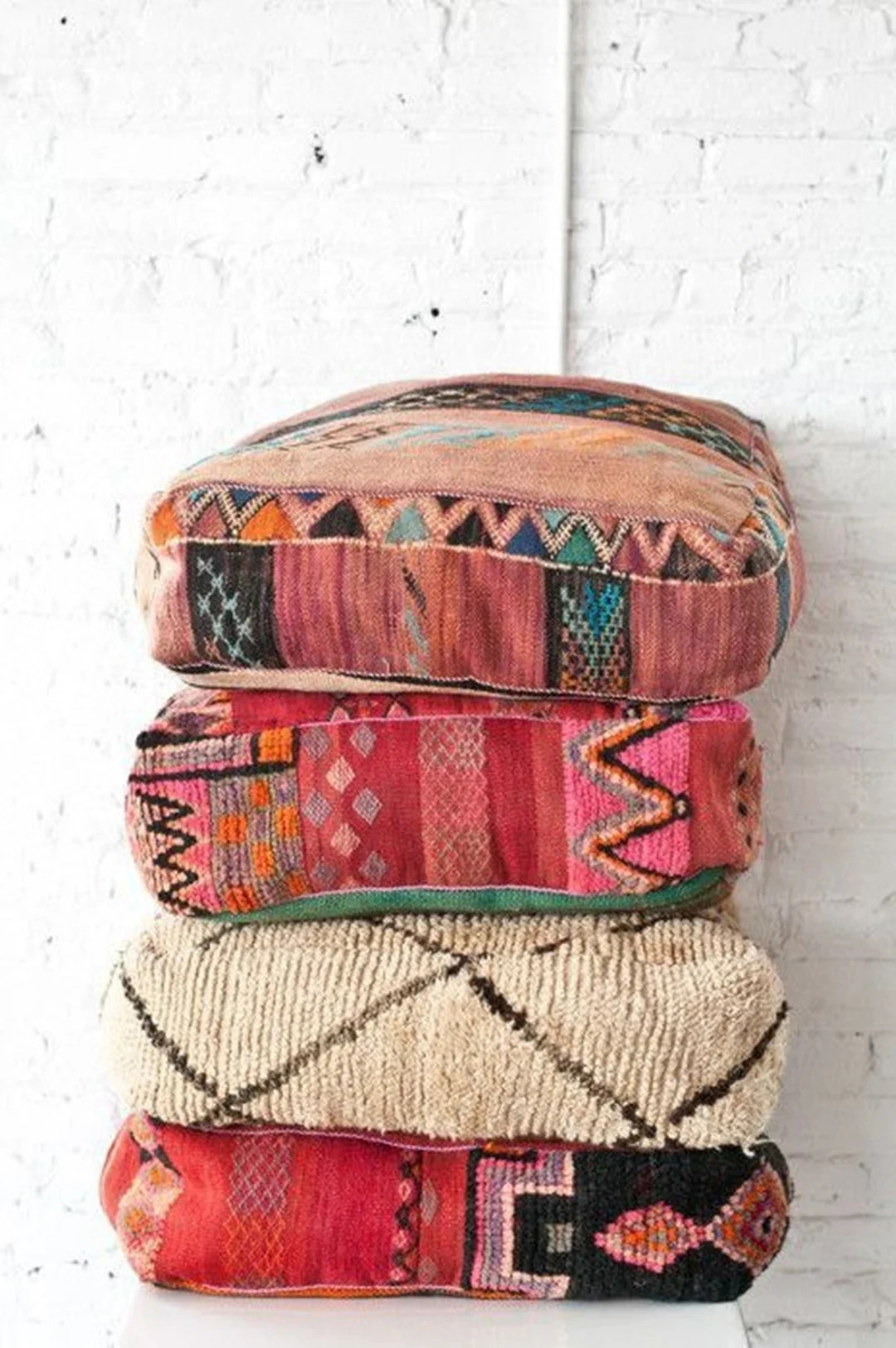 Morocco Kilim Pouf, Outdoor Furniture Pouf, Vintage Moroccan Ottoman, Outdoor Chair Pouf, Yoga Me... | Etsy (US)
