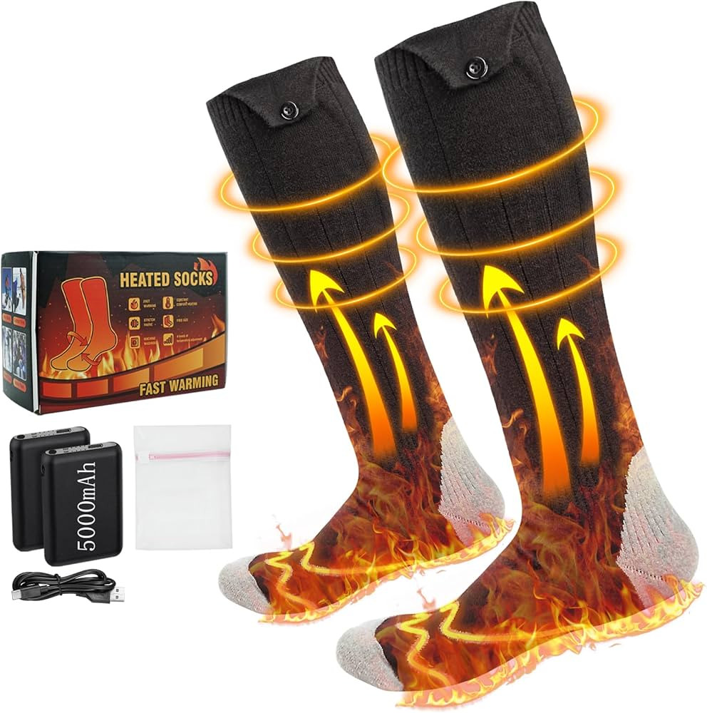 Heated Sock, Heated Socks for Women Men,4 Heat Adjustment,5000mAh Rechargeable Electric Heated So... | Amazon (US)