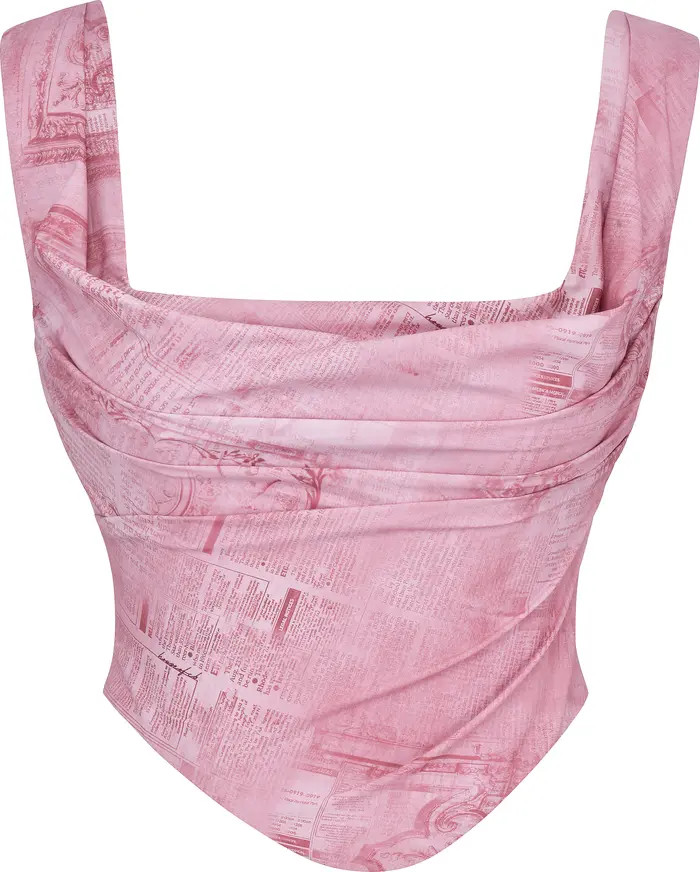 Una Floral Cowl Neck Lace-Up Corset Top | Nordstrom