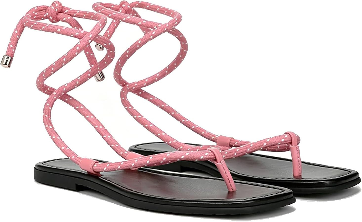 Sandalias planas de cuerda para mujer, sandalias con puntera abierta, sandalias de verano con cor... | Amazon (US)