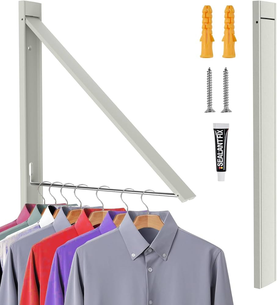 Retractable Clothes Drying Rack,Space Saver Wall Mounted Folding Hanger for Laundry Room, Closet ... | Amazon (US)