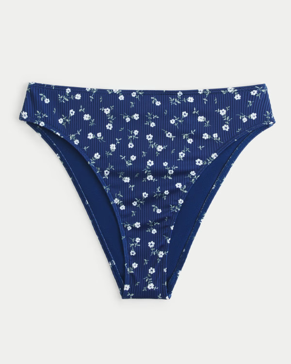 Women's Curvy High-Leg High-Waist Ribbed Cheeky Bikini Bottom | Women's Swimwear | HollisterCo.co... | Hollister (US)