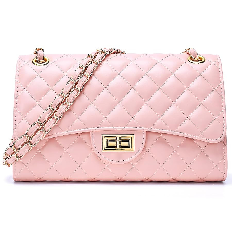 Quilted Leather Crossbody Bags for Women Trendy Ladies Shoulder Purse Satchel HandBag with Chain ... | Amazon (US)