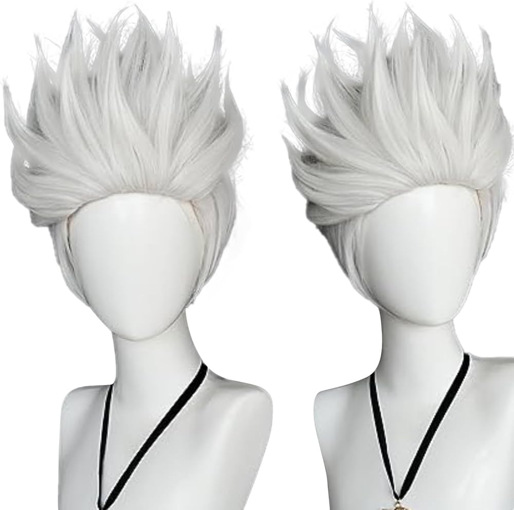 Anogol Hair Cap+ Ursula Wig Short Silver Wig for Cosplay Sea Witch Wig Grey White Spiky Wig Women... | Amazon (US)