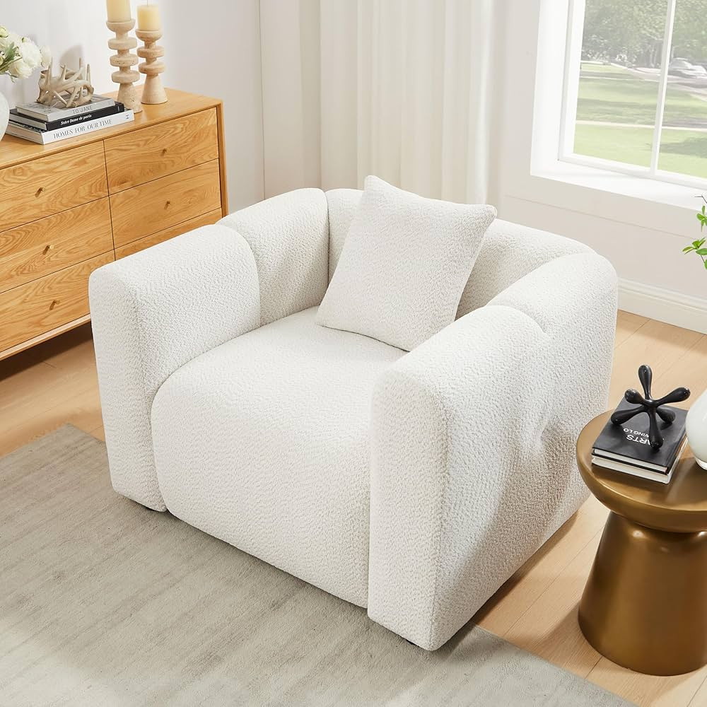 42" Width Accent Chair for Living Room, Modern Lounge Chair with Pillow, Comfy Upholstered Boucle... | Amazon (US)