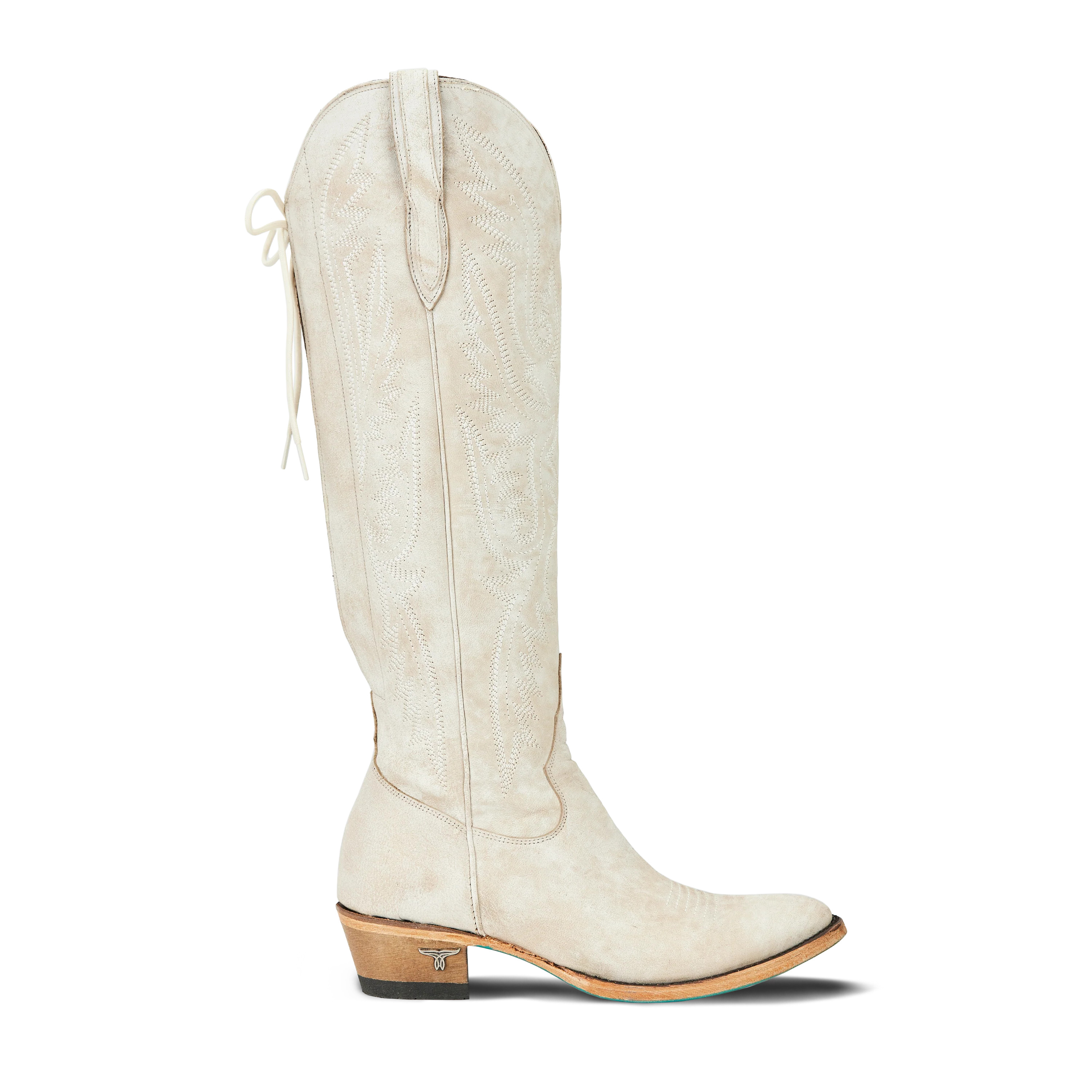 Monica Knee High Corset - Ceramic Crackle | Lane Boots