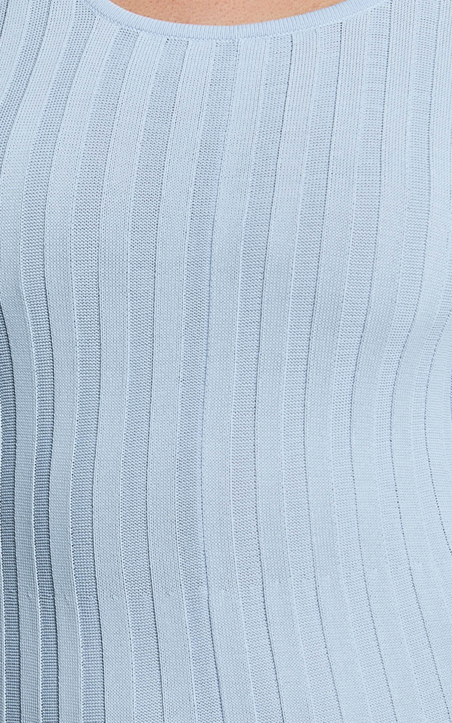 Blaire Midi Dress - Long Sleeve Tie Back Flare Dress in Blue | Showpo (US, UK & Europe)