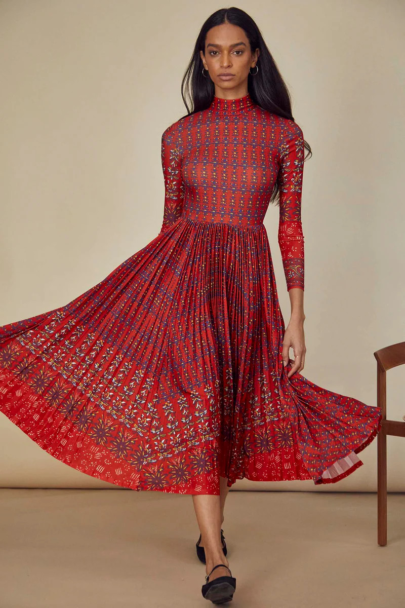 Sabine Dress | Pleated Midi Dress | Hunter Bell | Hunter Bell