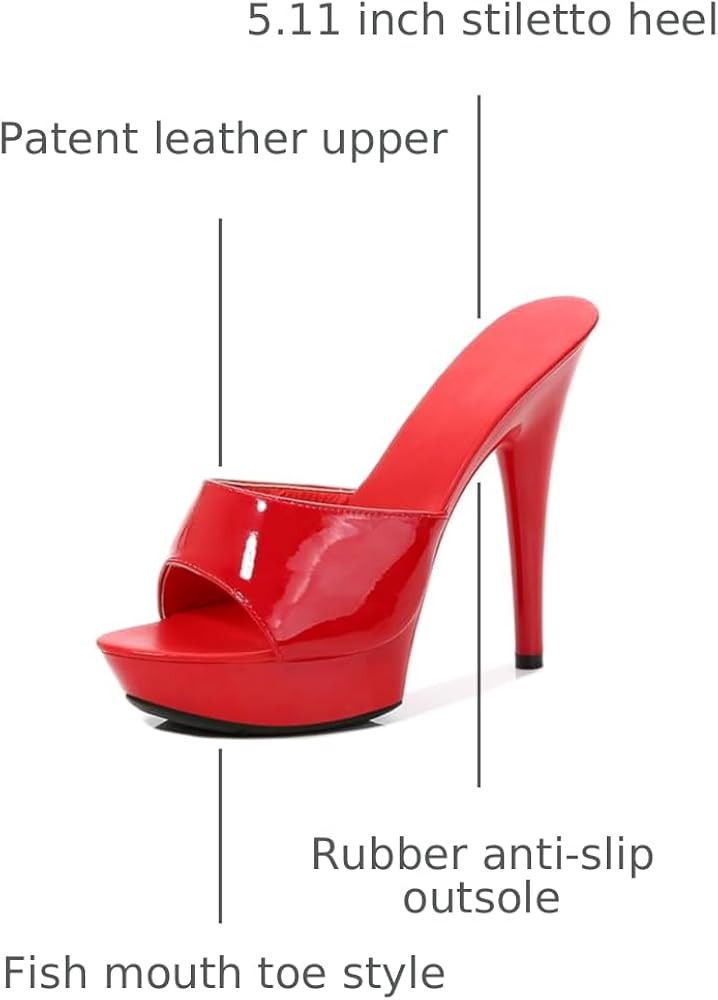 Women Fish Mouth Sky High Heel Platform Sexy Party Slides Round Open Toe Slip On High Heeled Back... | Amazon (US)