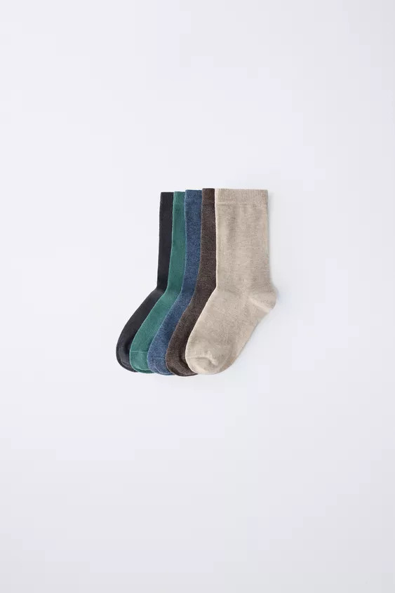 Pack of five pairs of long plain socks. | Zara US