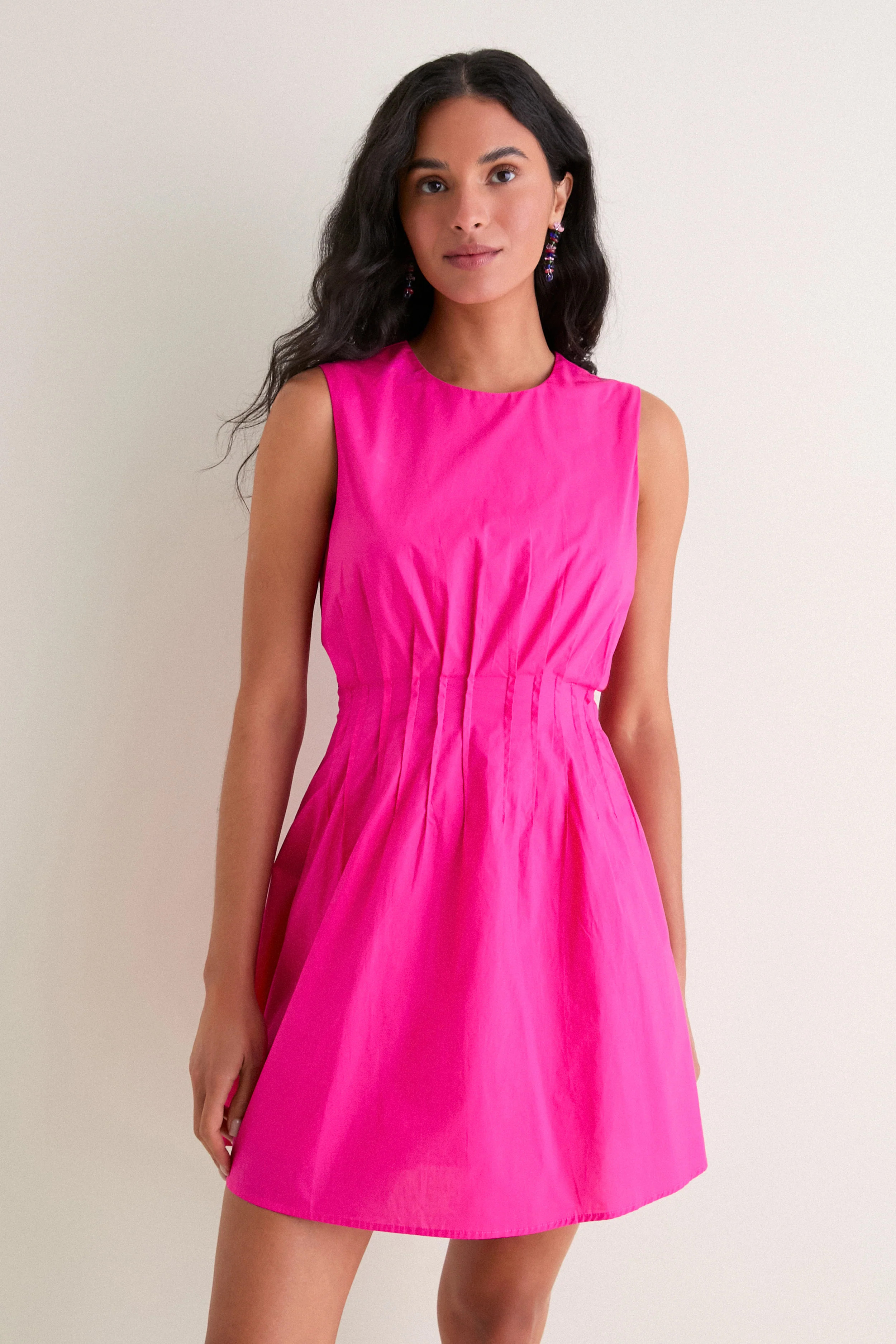 Hot Pink Pintuck Elle Mini Dress | Tuckernuck (US)