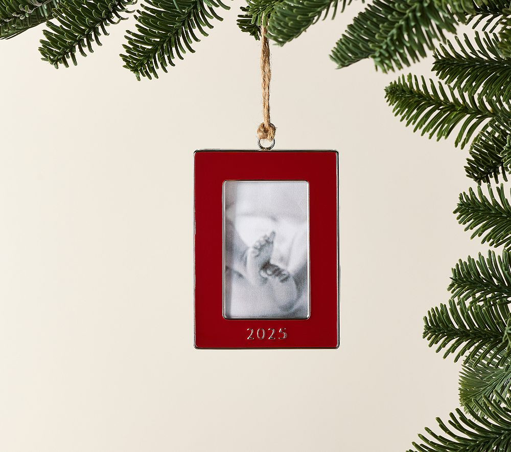 Dated Enamel Rectangle Frame Ornaments | Pottery Barn Kids