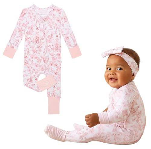 Posh Peanut Footie Pajamas for Baby Girls – Sleepers in Ultra-Soft Viscose from Bamboo with 2-Way Zipper & Ruffle Trim – Newborn to Toddler Sleepwear, Antoinette, Newborn | Amazon (US)