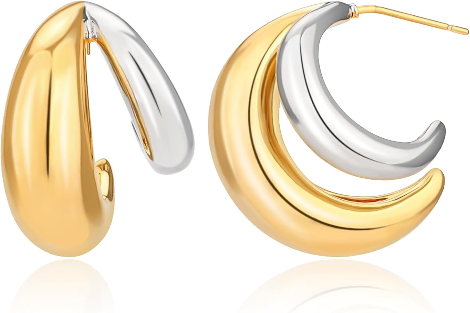 Gold and Silver Hoop Earrings - G-S | Amazon (US)