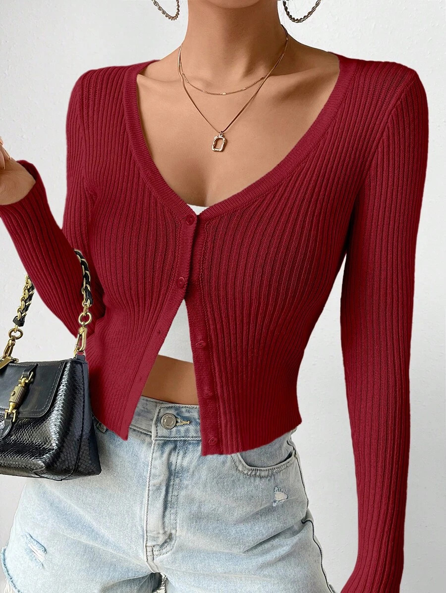 SHEIN Frenchy Slim-Fit Women Spring And Autumn Long-Sleeve Cardigan With Pockets And Single Breas... | SHEIN