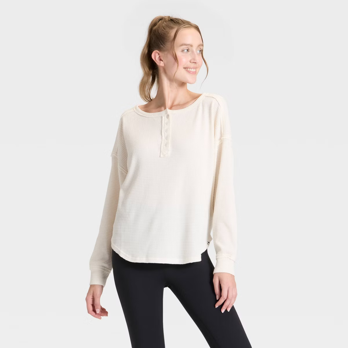 Women's Waffle Henley Long Sleeve Top - JoyLab™ | Target