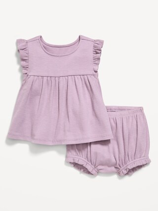 Ribbed Flutter-Sleeve Top and Shorts Set for Baby | Old Navy (US)
