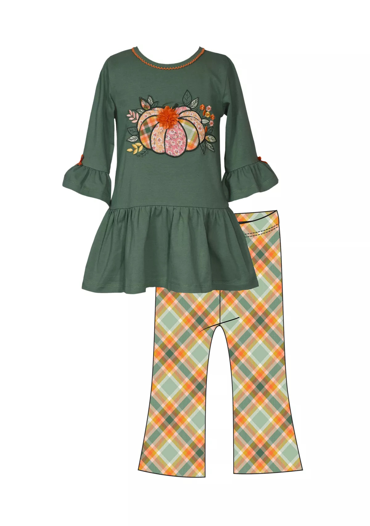 Girls 4-6x Pumpkin Appliqué Top and Printed Leggings Set | Belk