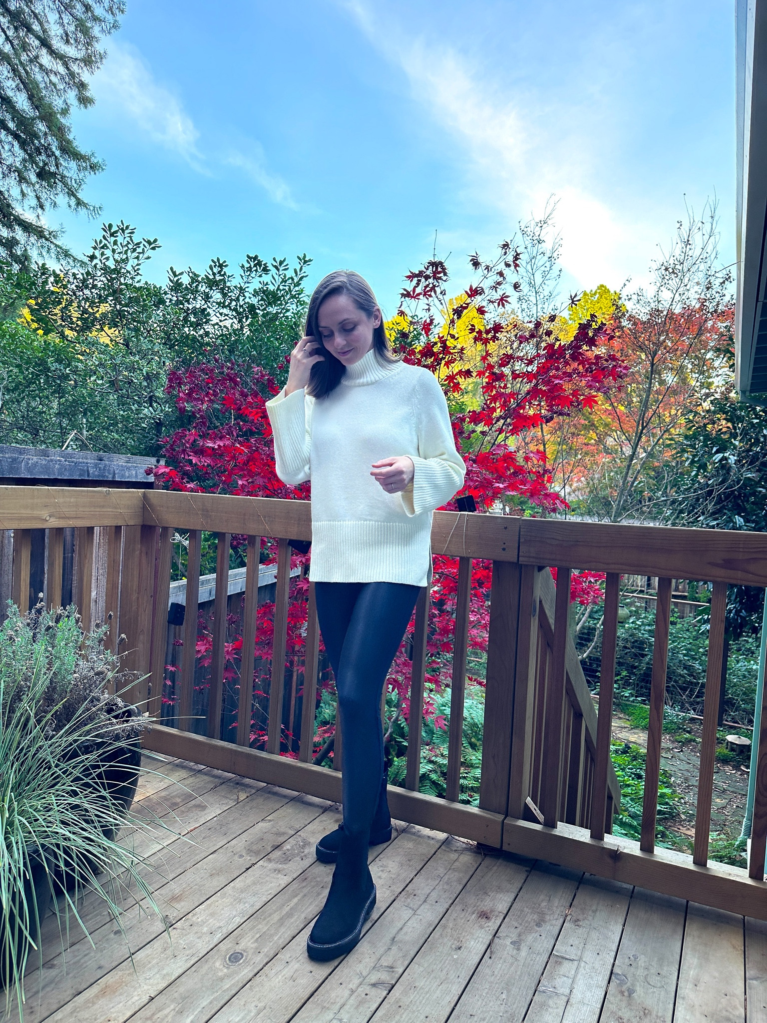 Winter outfit - stretchy and comfortable Walmart faux leather leggings, side slit white sweater, and black Chelsea boots with studs
@walmartfashion #WalmartPartner #WalmartFashion

#LTKHoliday #LTKunder50 #LTKSeasonal