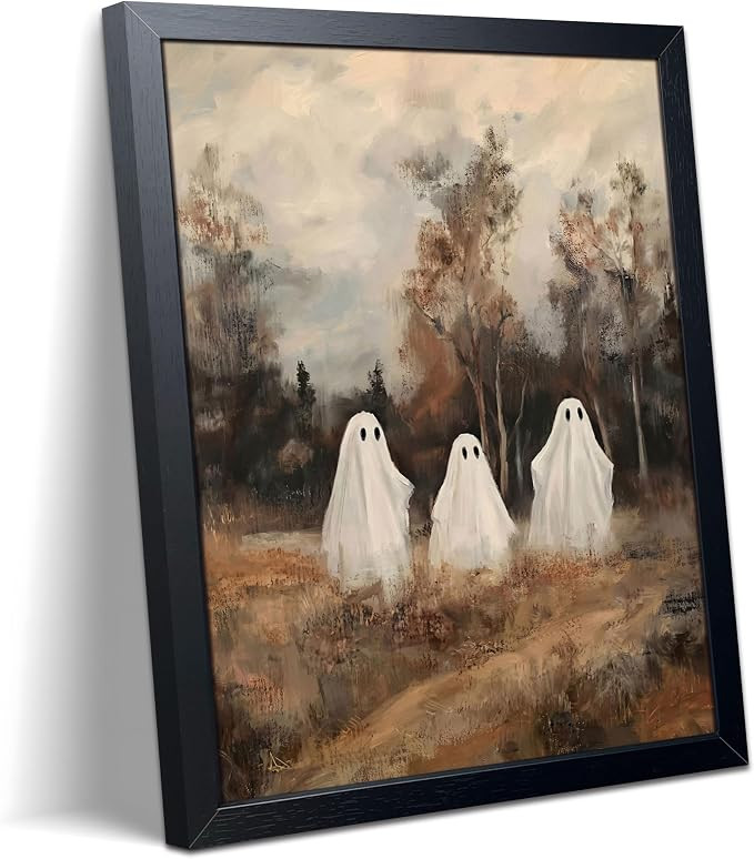 SAMHOU Cute Ghost Wall Art Canvas Framed Poster Painting Print Picture, Halloween Ghost Family Ar... | Amazon (US)