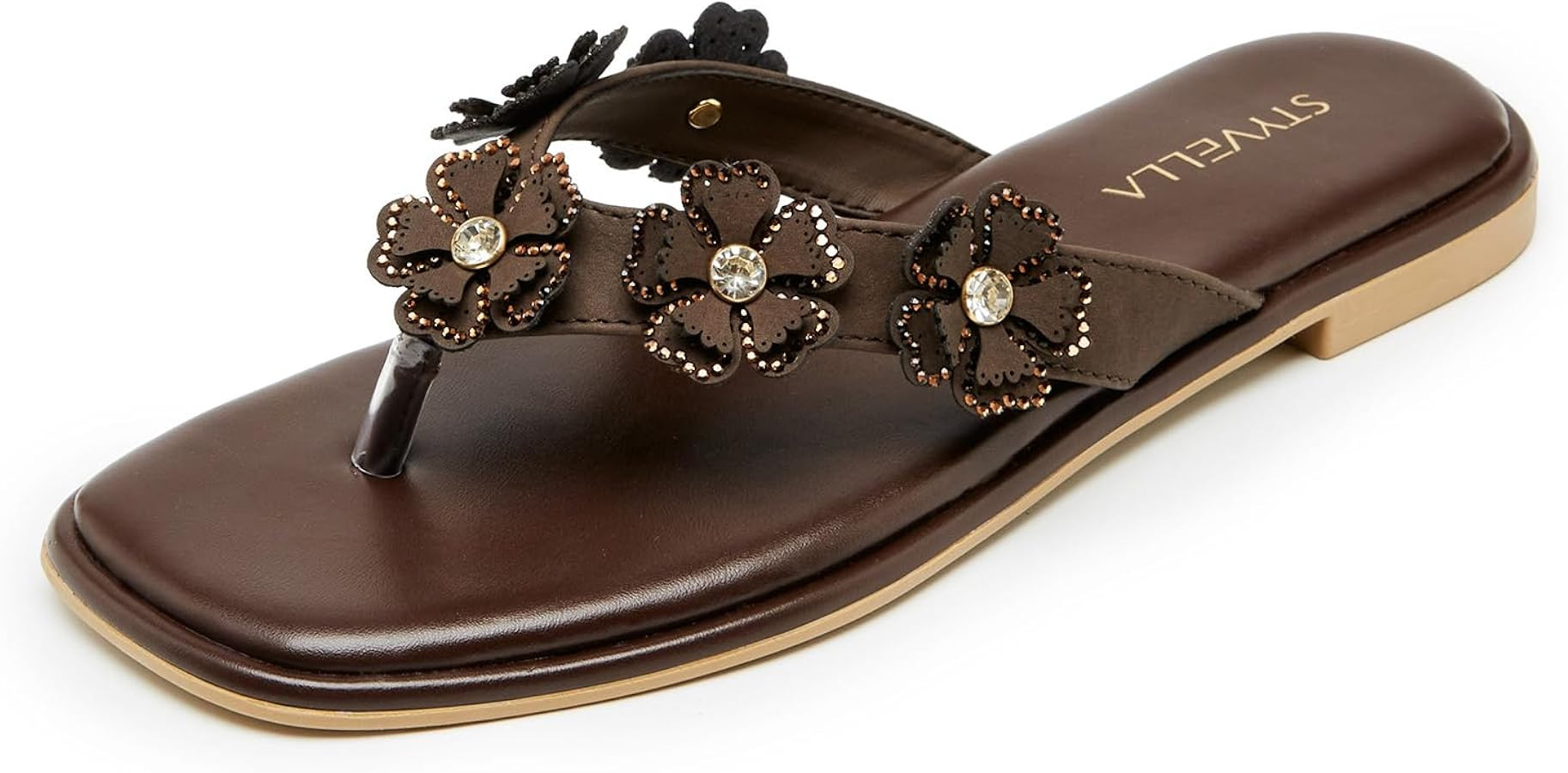 Women\u2019s Rhinestone Thong Flat Sandals Sparkly Bling Dressy Slide Sandals for Women Comfortab... | Amazon (US)