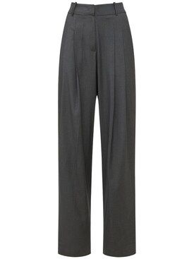 The Frankie Shop - Gelso high rise pleated woven wide pants - Dark Grey | Luisaviaroma | Luisaviaroma