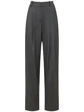 The Frankie Shop - Gelso high rise pleated woven wide pants - Dark Grey | Luisaviaroma | Luisaviaroma