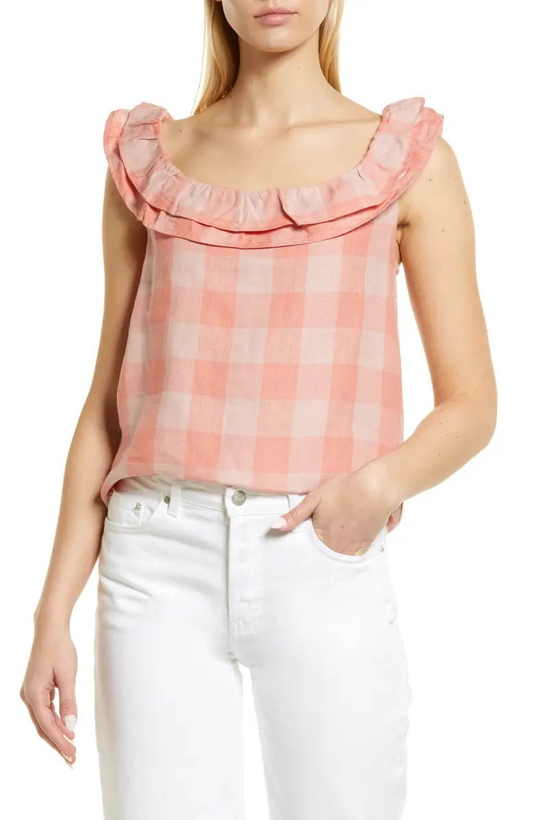 Sleeveless Ruffle Linen TopBODEN | Nordstrom