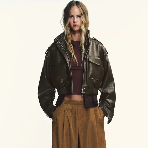 Zara FAUX LEATHER CROPPED JACKET | Poshmark