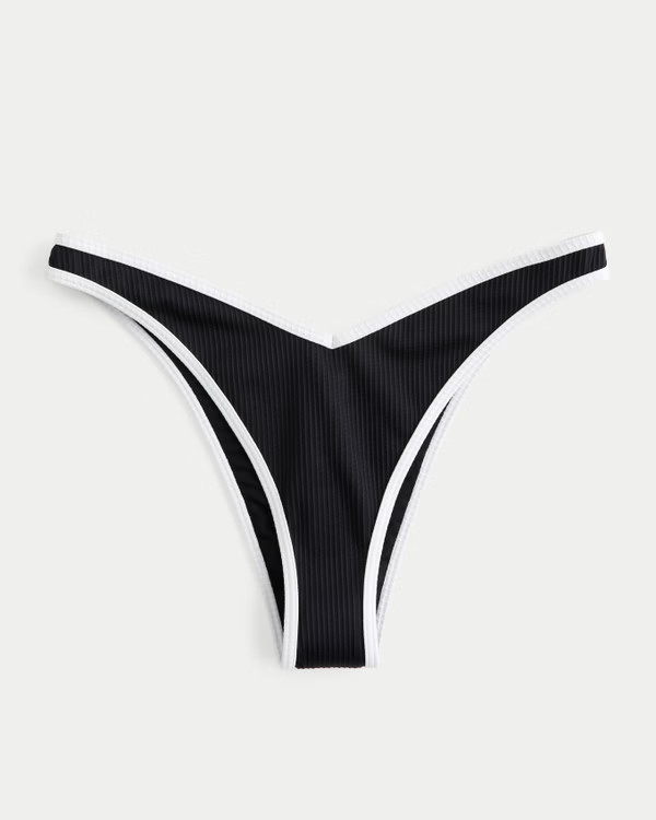 Women's Ribbed High-Leg V-Waist Cheekiest Bikini Bottom | Women's Swimwear | HollisterCo.com | Hollister (US)
