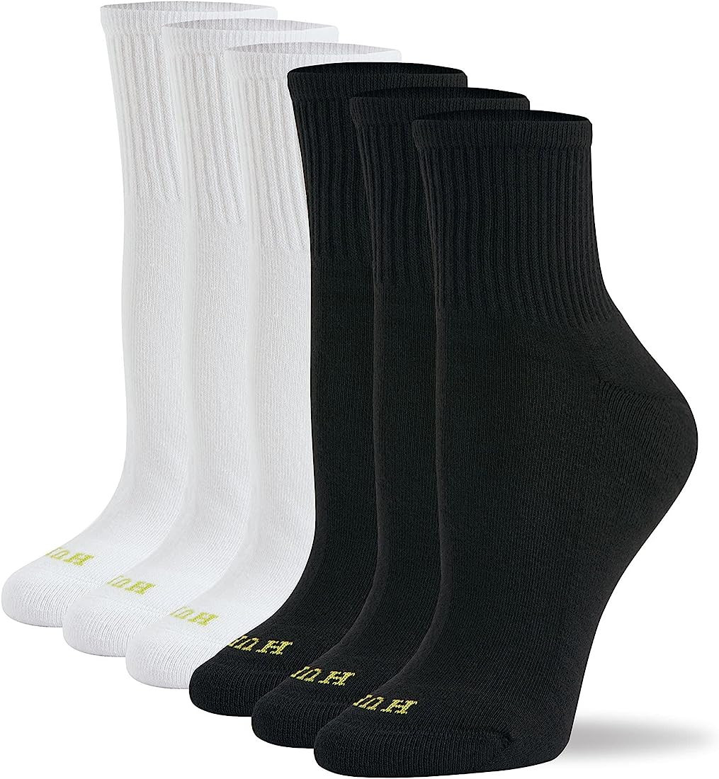 HUE Women's Cotton Mini Crew Socks - Size 6-10 - Ladies Athletic Cushioned Workout Socks | Amazon (US)
