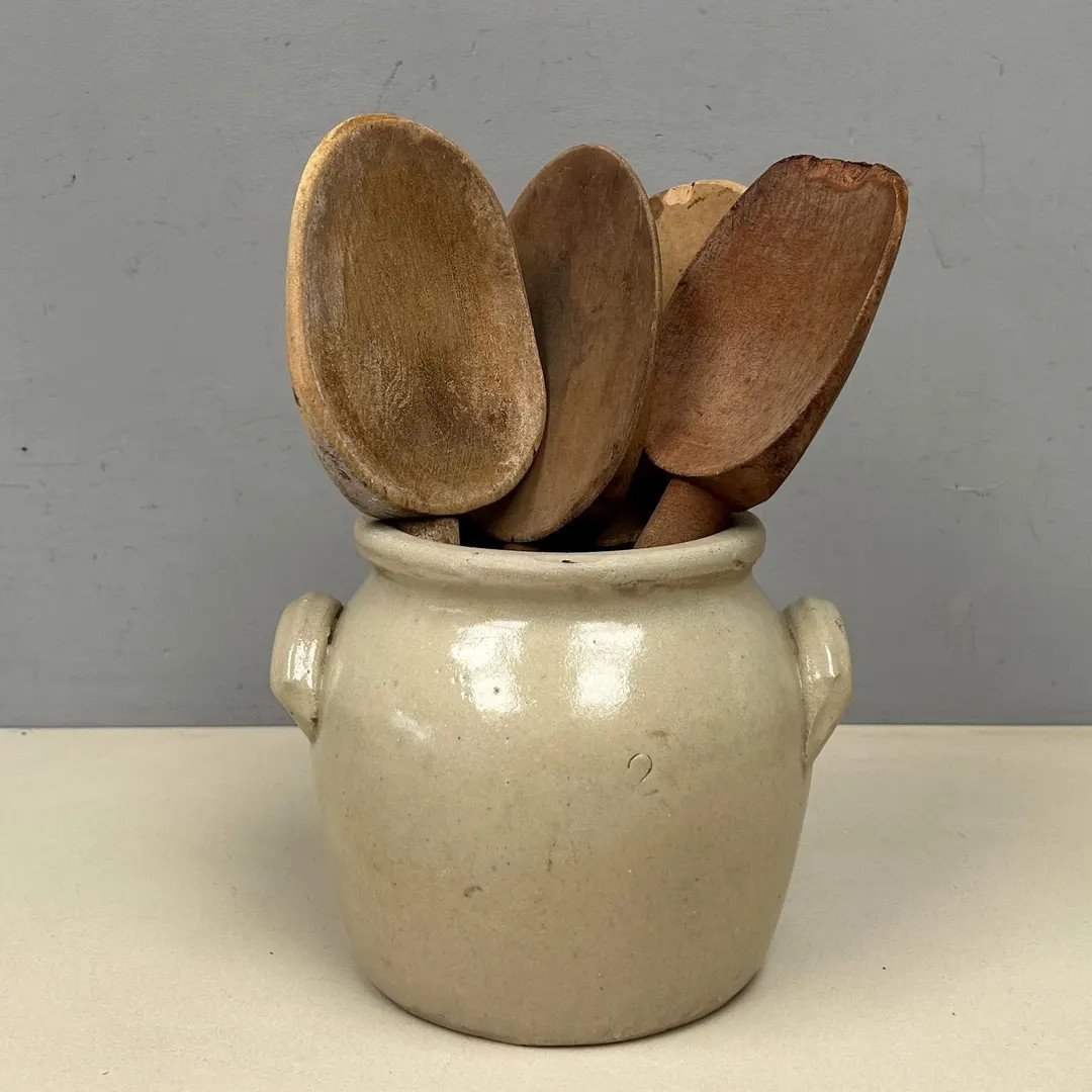 5 1/2” Cute Vintage French Stoneware Confit Pot With Handles Beautiful Beige Grey Gray Natural ... | Etsy (US)