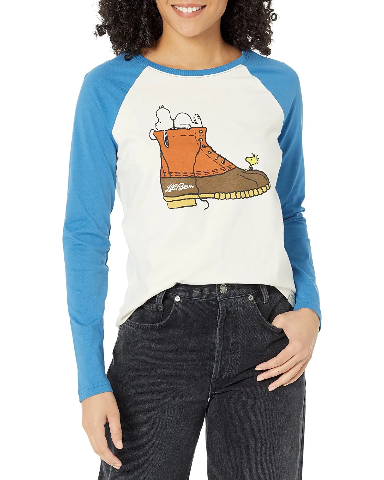 L.L.Bean x Peanuts Raglan Long Sleeve T-Shirt Bean Boot | Zappos