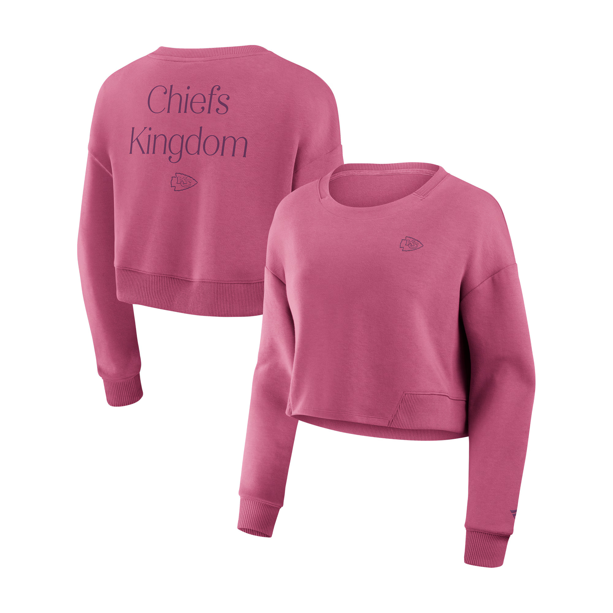 Kansas City Chiefs Fanatics Women's Studio Tri-Blend Cropped Pullover Sweatshirt - Pink | Fanatics