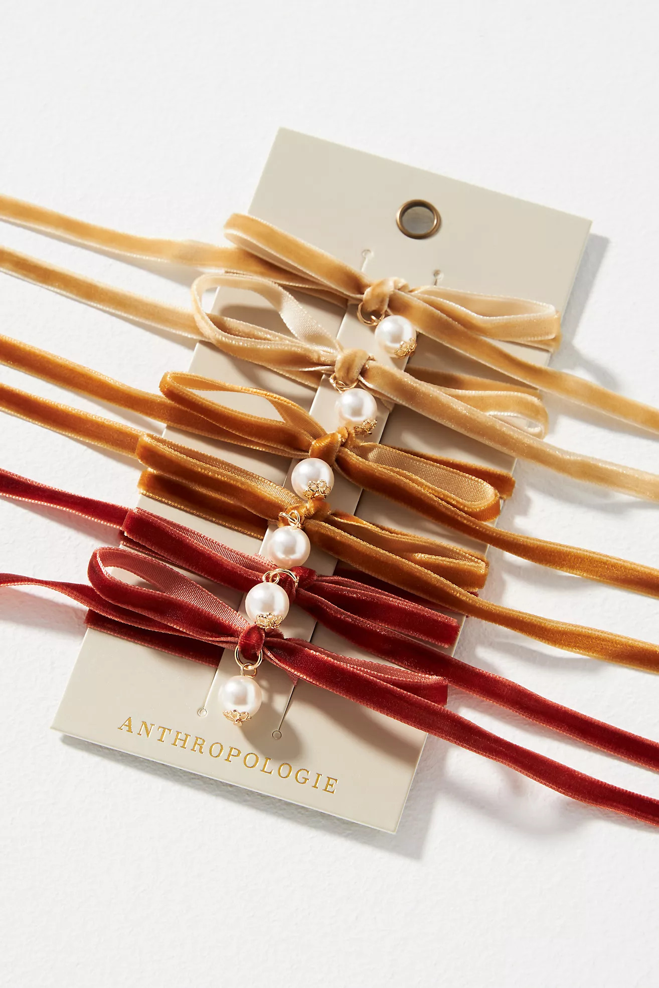 Pearl Velvet Wrap Hair Ties, Set of 6 | Anthropologie (US)