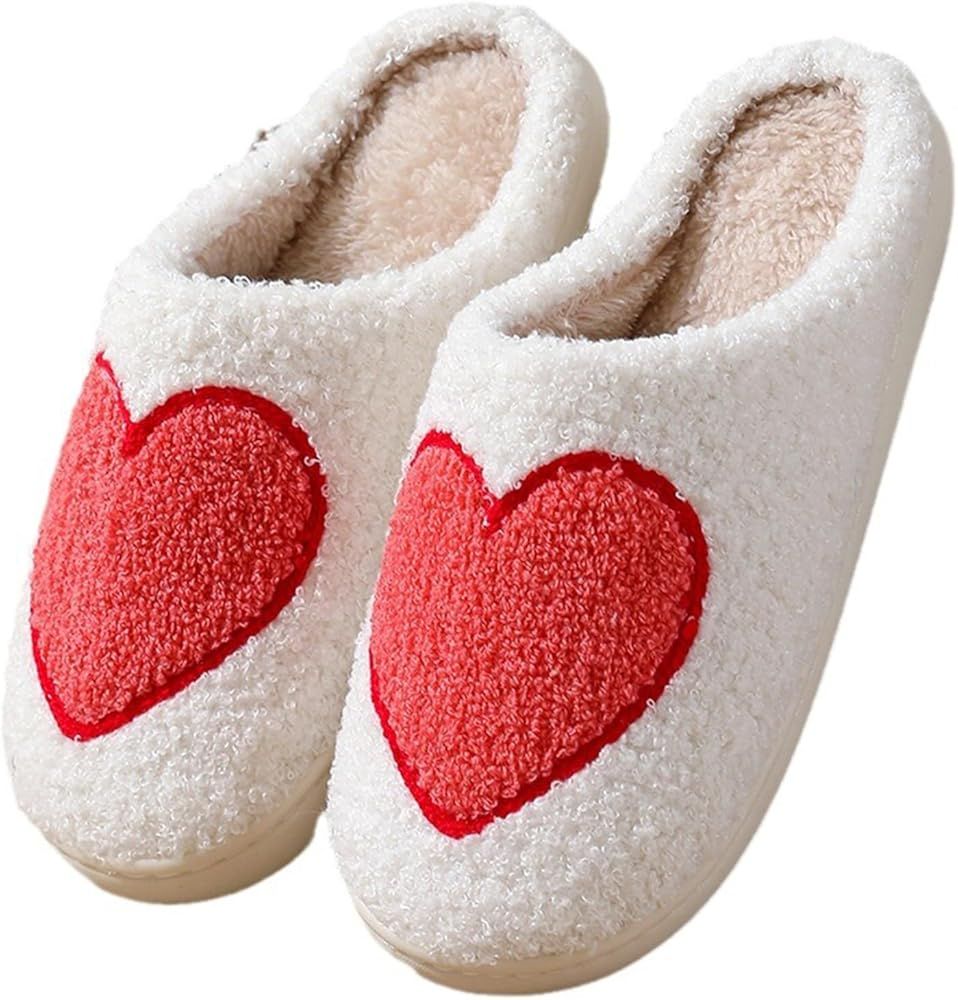 Womens Red Heart Slippers Cute Heart Winter Slippers Warm Plush Slippers Valentine 's Day Gifts f... | Amazon (US)